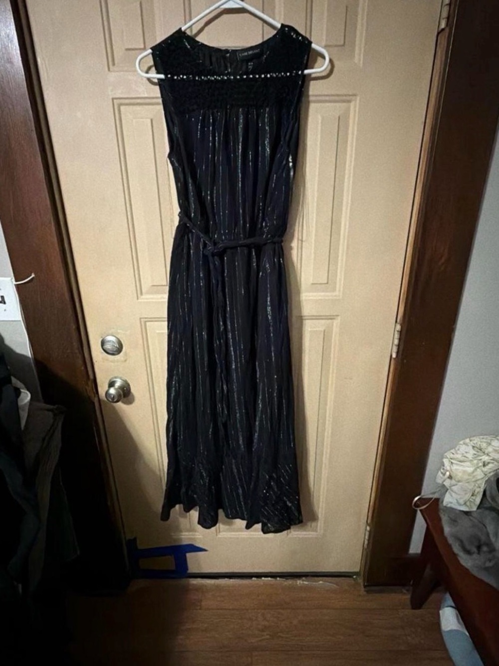 Lane Bryant Black Maxi Jumpsuit with Metallic Stripe Detail